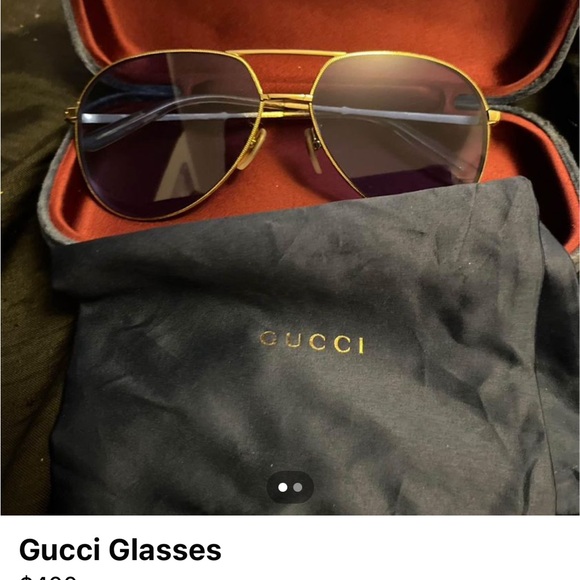 Gucci Mens glasses or ladies gold frame and blue lens like new hardly been worn - Picture 2 of 2